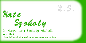 mate szokoly business card